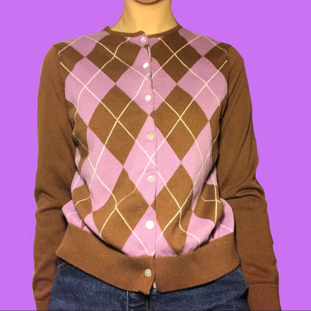 Brown & Purple Clueless Cardigan